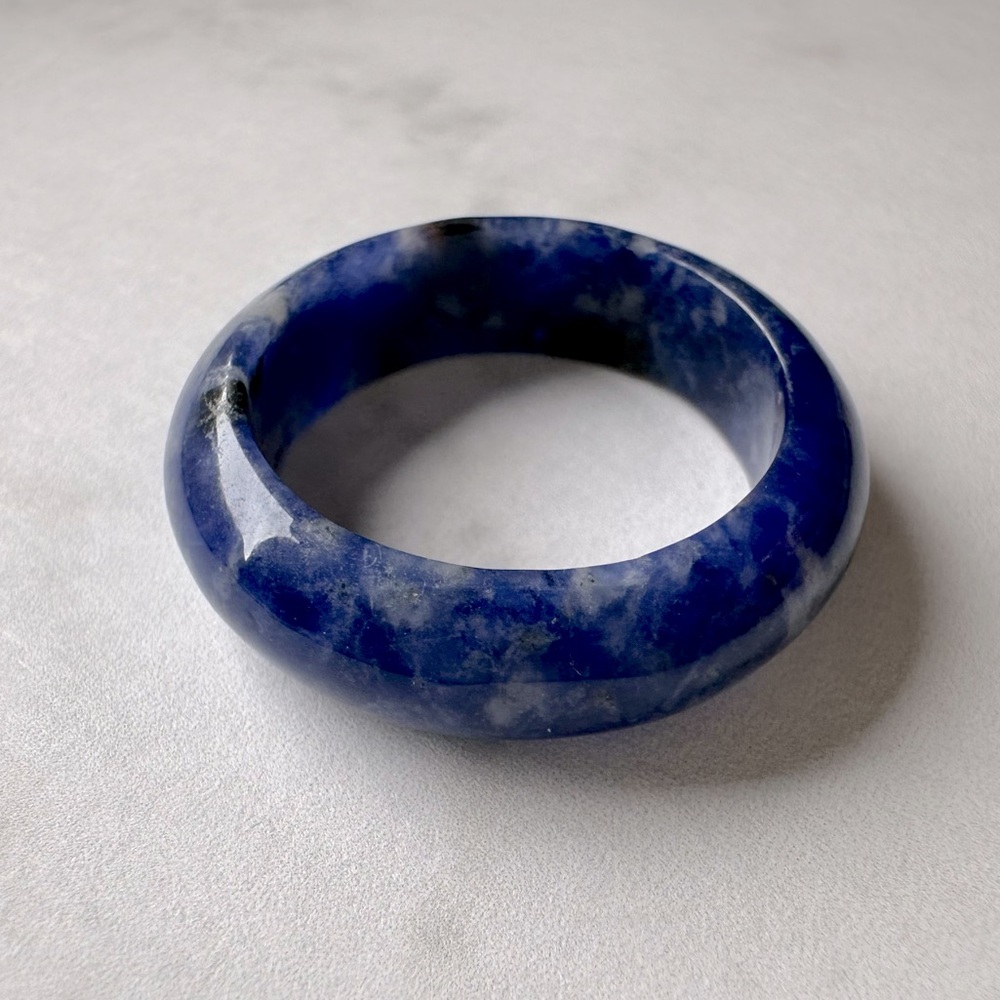 Solid Carved Sodalite Ring Gemstone Band